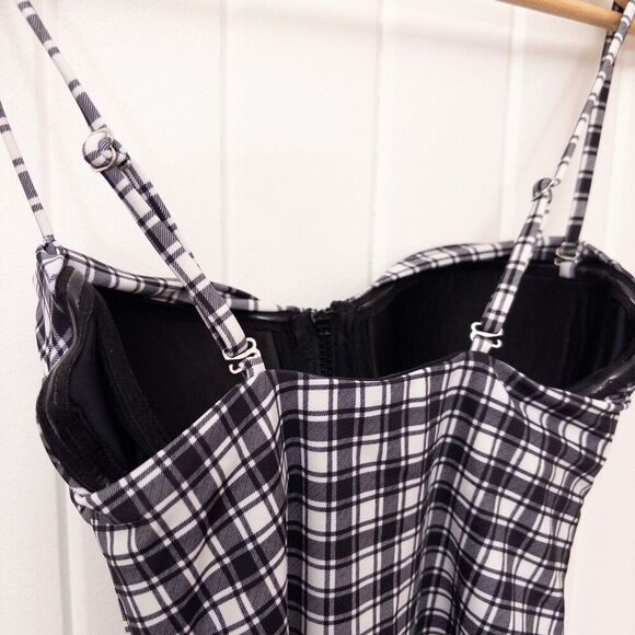 Veronica Beard Mari Swimsuit One Piece Black White Plaid Check Gingham Size Medi - Picture 7 of 9